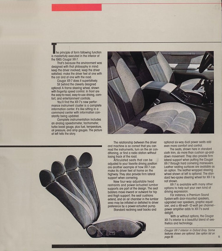 1985 Mercury Cougar Brochure Page 17